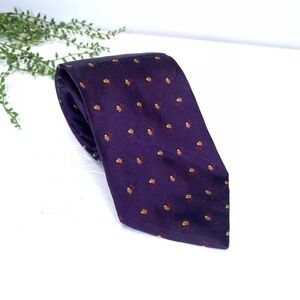 Burberry London Roses Floral Print Purple Silk Designer Tie Made in England
